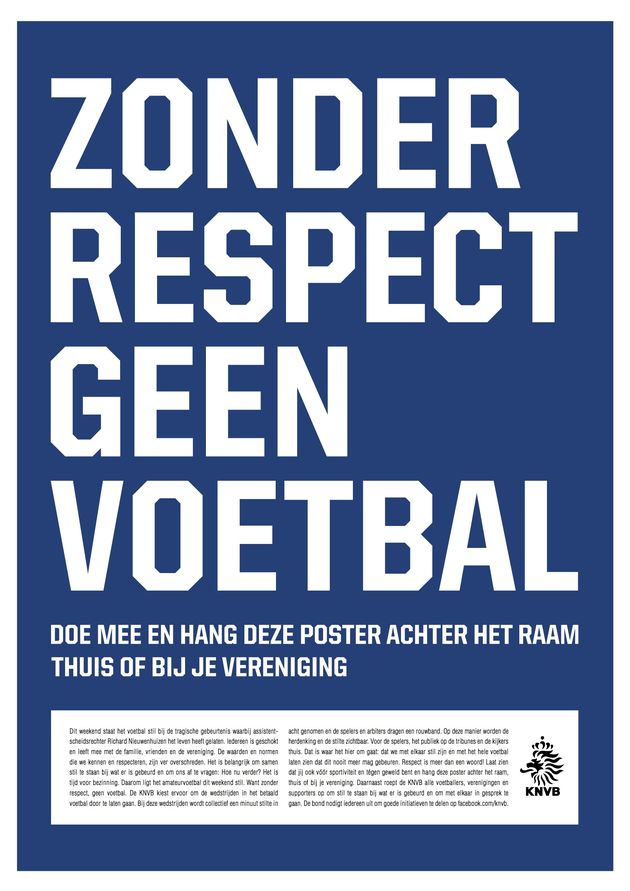 Poster campagne KNVB: 'Zonder respect, geen voetbal'