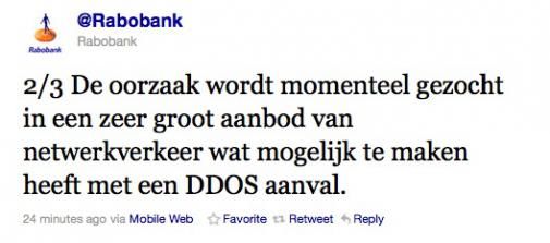 Rabobank gebruikt Twitter voor verdere info DDoS-aanval