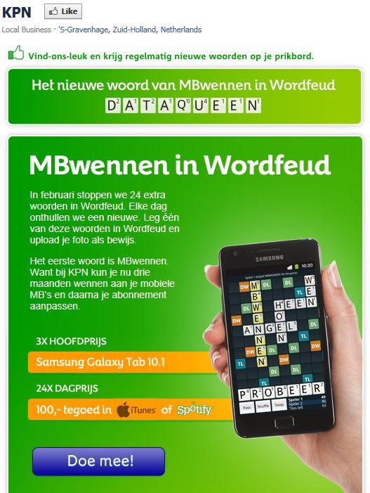 #RTfun: Leg MBwennen in Wordfeud! RT en maak kans op de Samsung Galaxy S2 namens #KPN