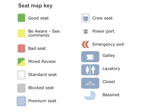 SeatGuru stoel vliegtuig