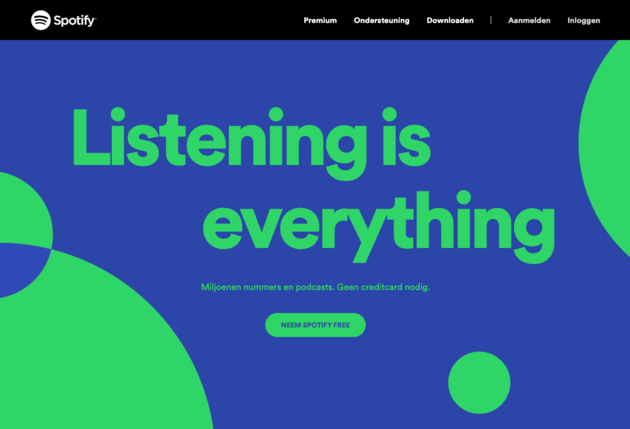 Spotify-homepage-duidelijke-call-to-action