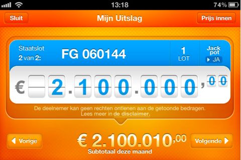 Staatsloterij komt met iPhone en iPad app