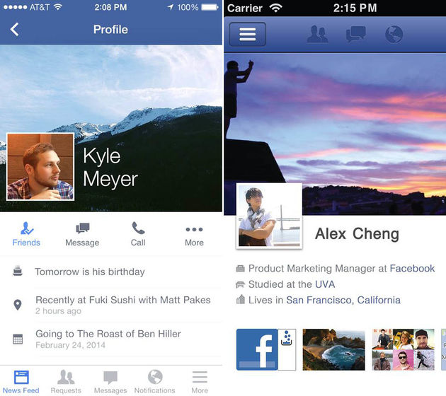 Start uitrol nieuwe layout Facebook-profielen op iOS