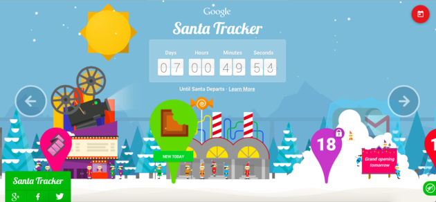 Startscherm Santa tracker