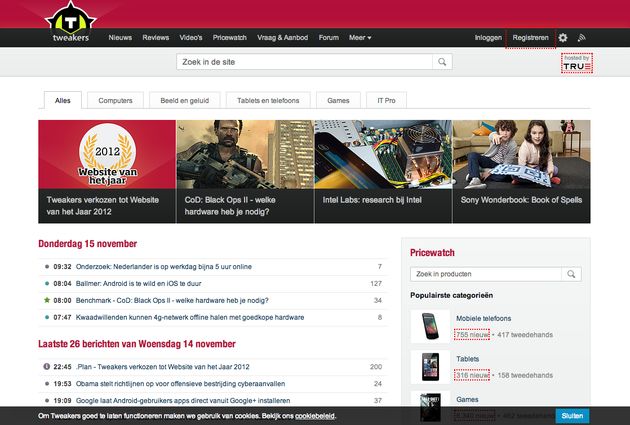 Tweakers voor 3e keer verkozen tot 'Website van het Jaar'