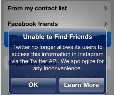 Twitter heeft Instagram de toegang tot de API ontzegd