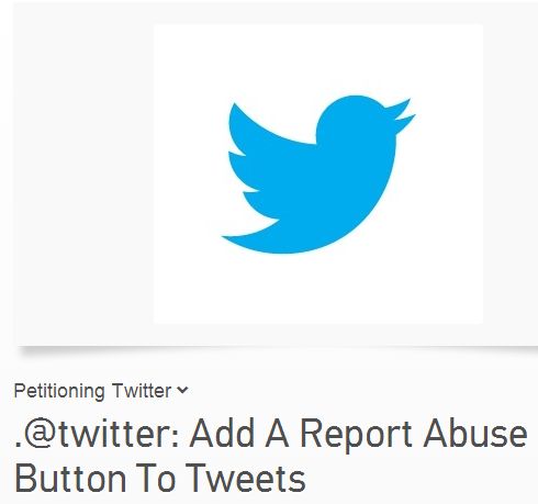 Twitter test "Report Abuse" knop