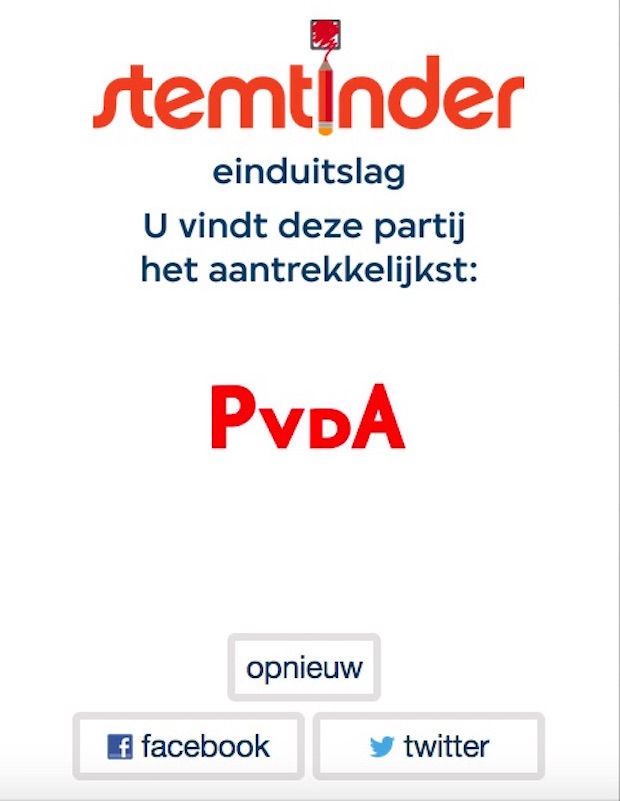Uitslag stemtinder.nl