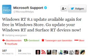 Upgrade Microsoft's Windows 8.1 RT weer beschikbaar