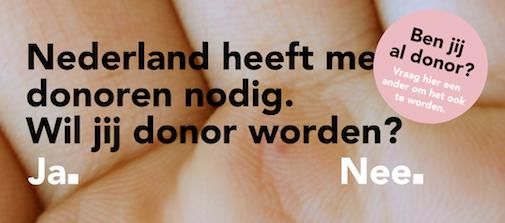 Vandaag Nationale online wervingsactie van donoren [#jaofnee]