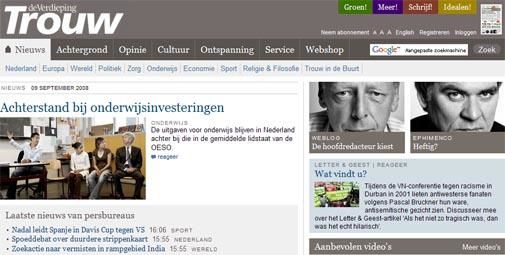 Vernieuwde website van Trouw