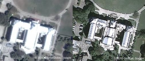 Via Google Earth zijn de verwoestingen op Haïti te zien