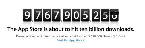 Wanneer haalt de App store haar 10 miljardste download?