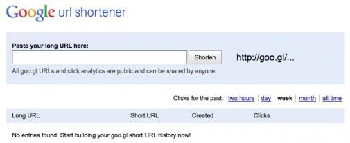 Website voor Google's Url Shortener