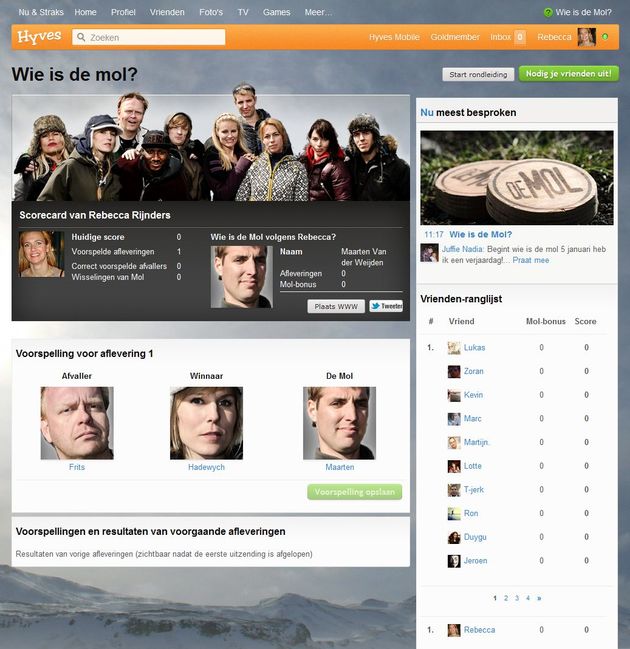 Wie is de Mol? Ook te voorspellen op Hyves