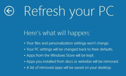 Windows 8 Refresh: met één druk op de knop grote reset