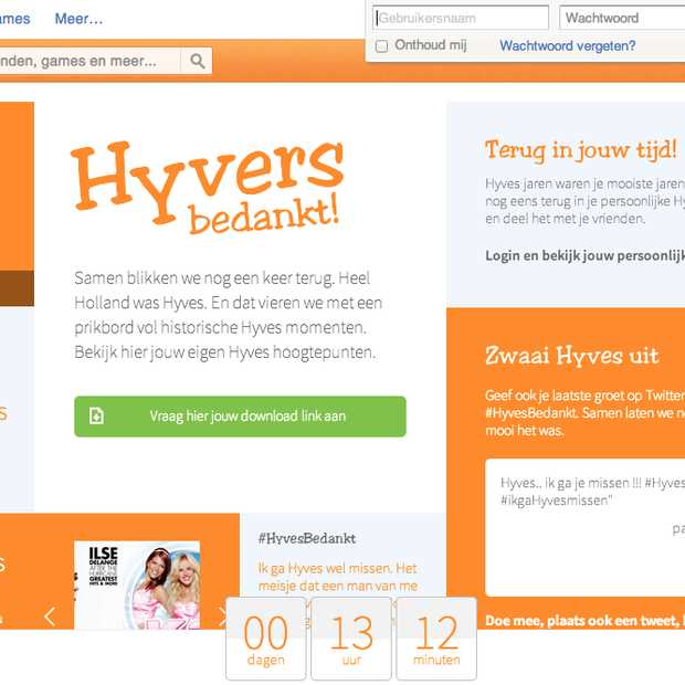 Alleen vandaag kan je nog jouw Hyves content downloaden