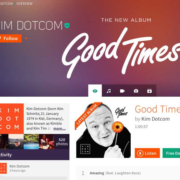 Baboom, een muziek streaming dienst van Kim Dotcom