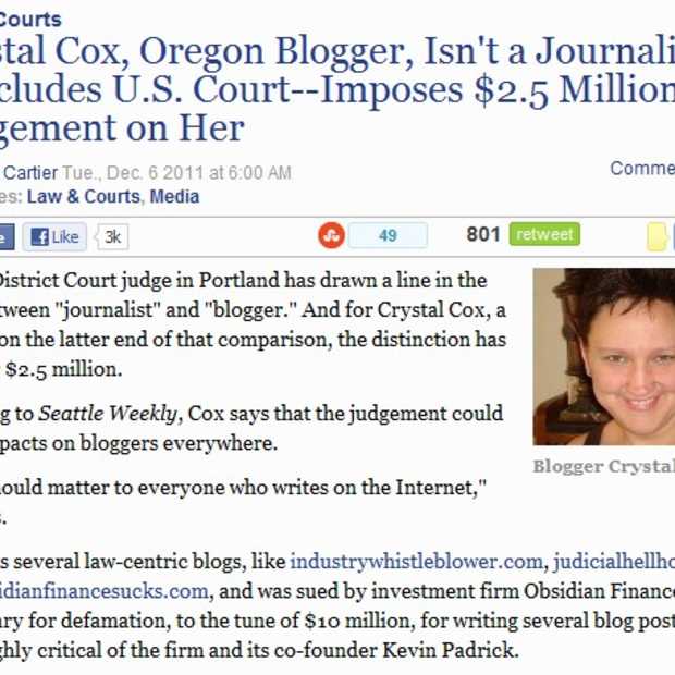 Blogger heeft niet dezelfde rechten als een journalist