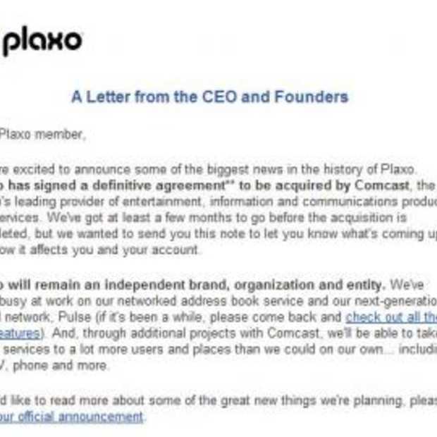 CEO PLAXO stuurt alle leden een brief 