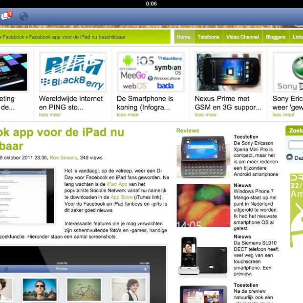 De Facebook app voor iPad