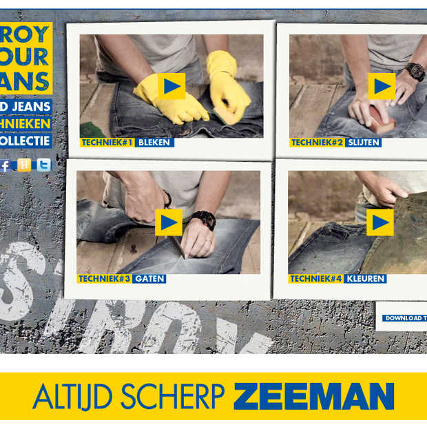 "Destroy your jeans" - alweer een mooie (marketing) actie van de Zeeman