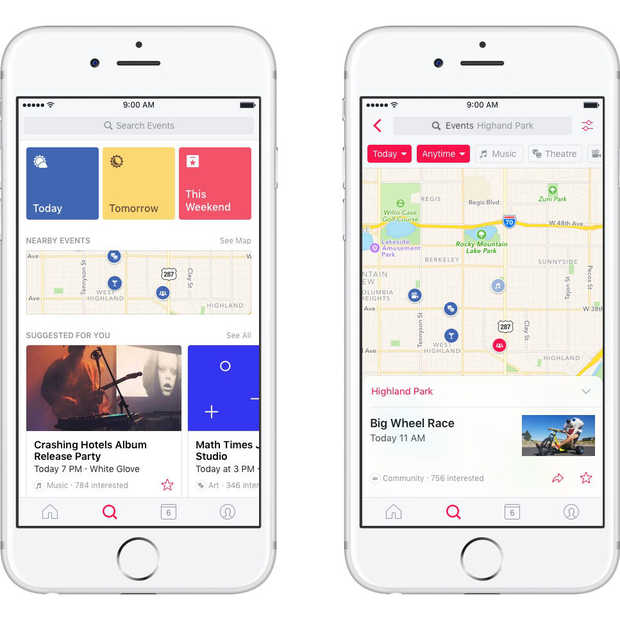 Ook Facebook Events krijgt een eigen app