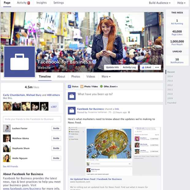 Facebook update layout van Pagina's op desktop