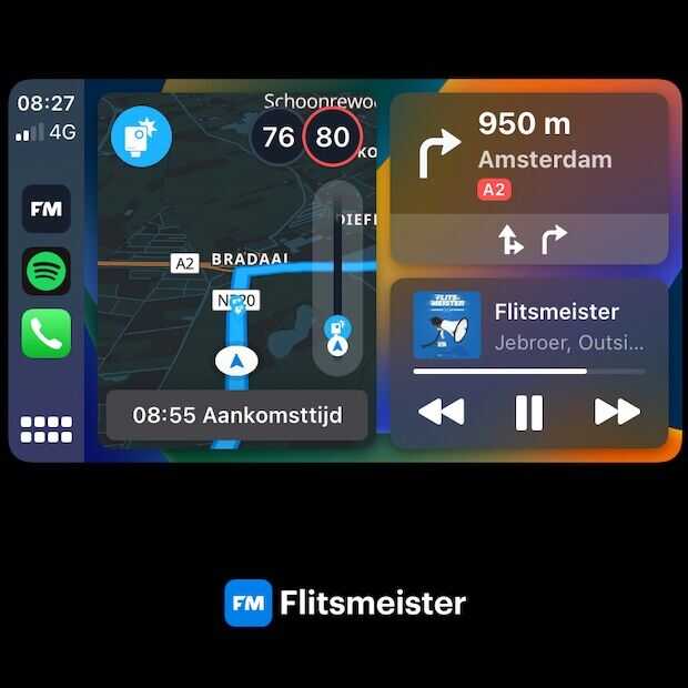 Flitsmeister nu ook op Apple Carplay dashboard