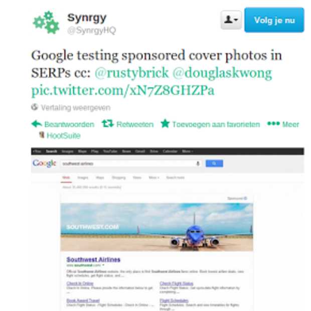 Gaat Google pagina brede banners plaatsen boven zoekresultaten?