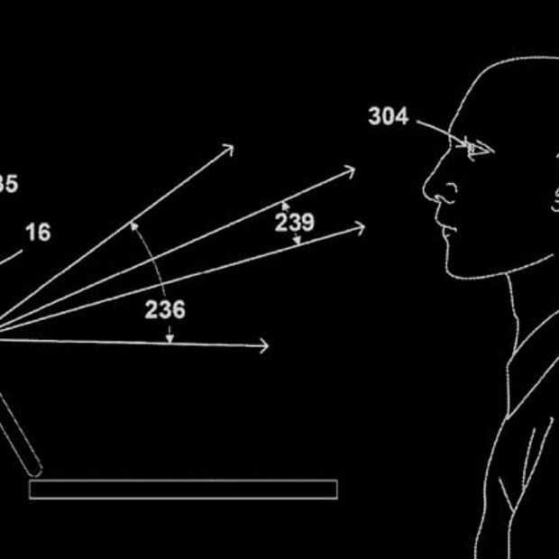 Google patent: zelf openende laptop met scherm dat je ogen volgt