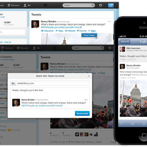 Het delen van Tweets kan nu ook via e-mail