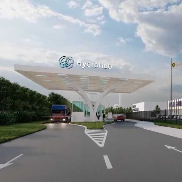 Industriële waterstoffabriek op zonne- en windenergie