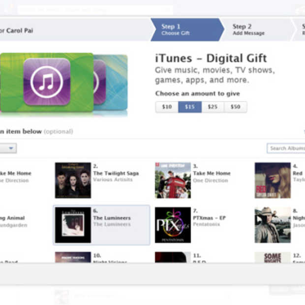 iTunes-bonnen nu ook verkrijgbaar via Facebook Gifts