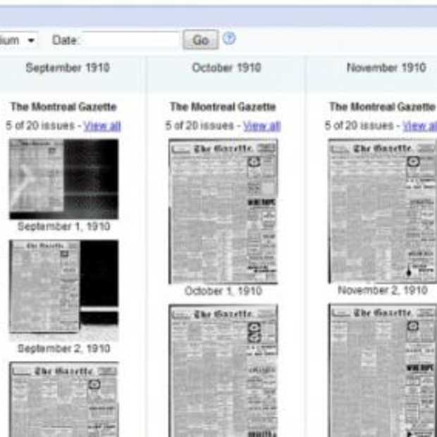 Krant doorbladeren in Google nieuws archief