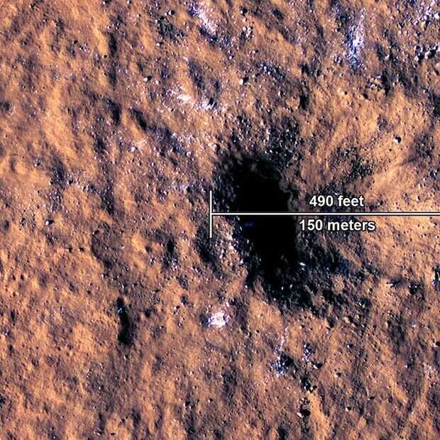 InSights laatste ontdekking op Mars: de krater van een meteoriet