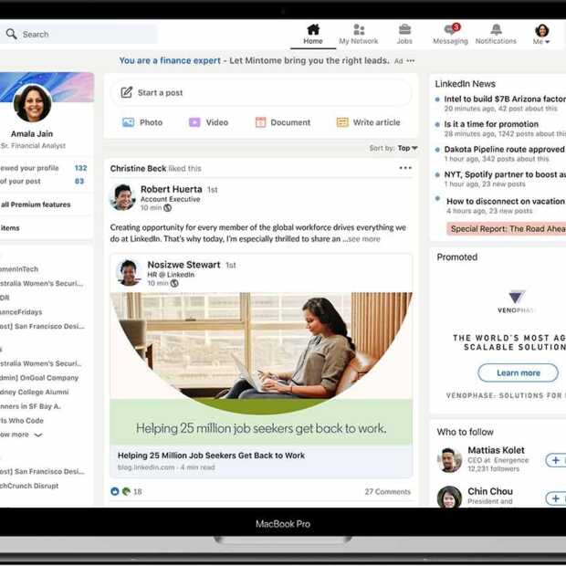 LinkedIn heeft een nieuw design en nieuwe functionaliteiten
