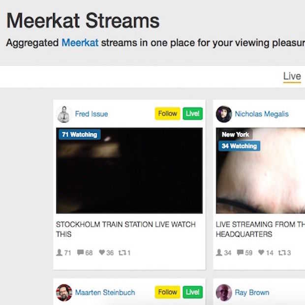 Alle livestreams van Meerkat en Periscope in één overzicht