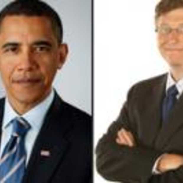 President Barack Obama en Micrsoft oprichter Bill Gates samen online