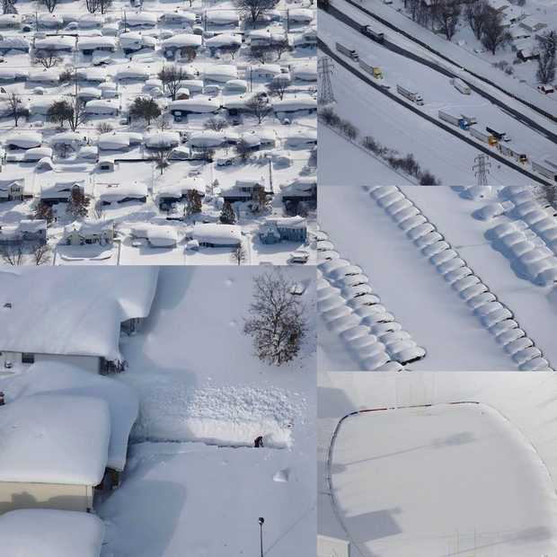 Bizarre foto's vanuit de lucht van sneeuwstorm Buffalo