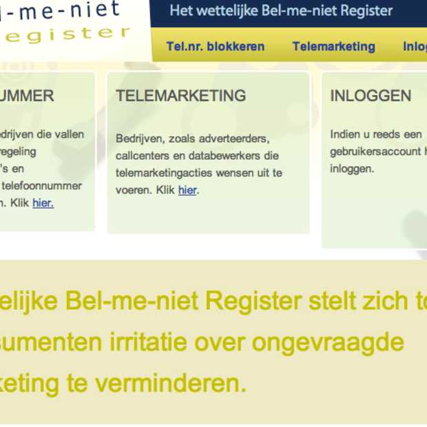 Rompslomp belmenietregister noopt tot belmewelregister