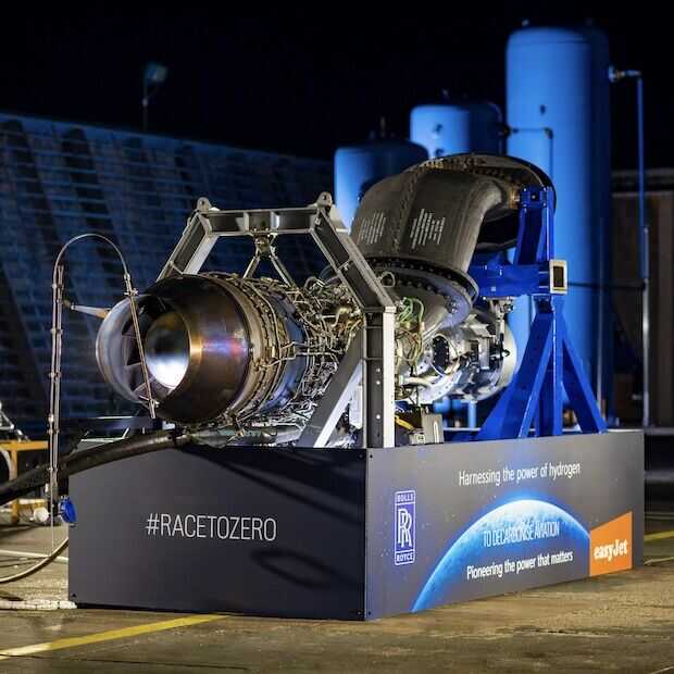 Rolls-Royce test vliegtuigmotor op waterstof