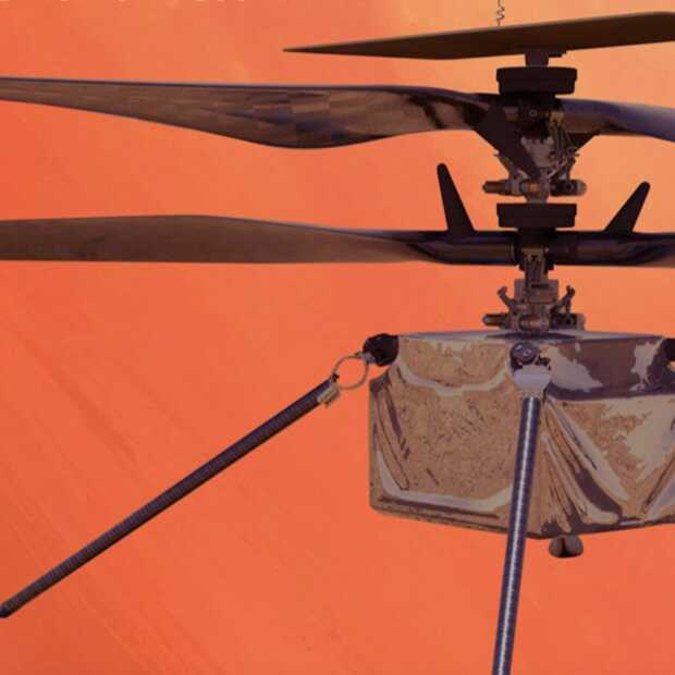Er vliegt een helikopter op Mars