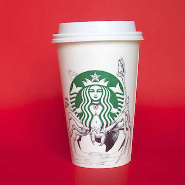 Illustrator maakt kleine kunstwerkjes van Starbucks-bekers
