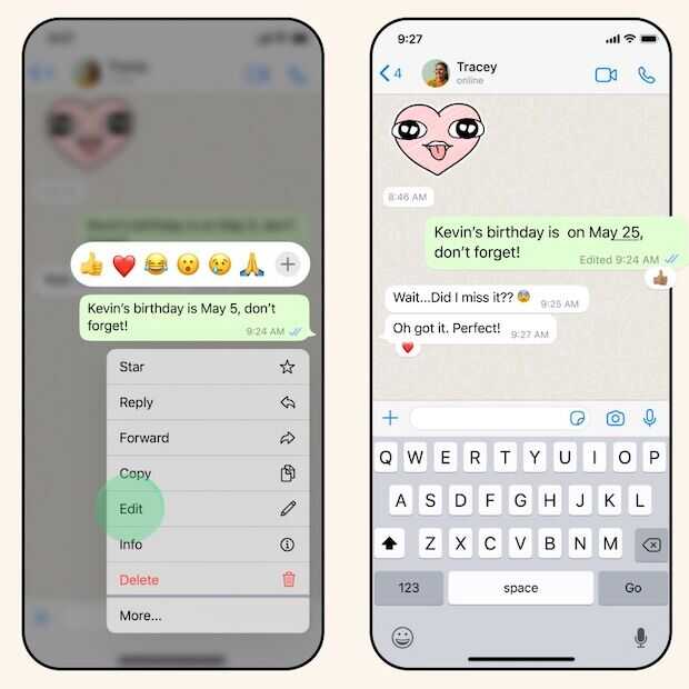Edit-functie voor WhatsApp berichten wordt nu uitgerold