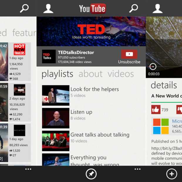 YouTube voor Windows Phone 8 compleet vernieuwd