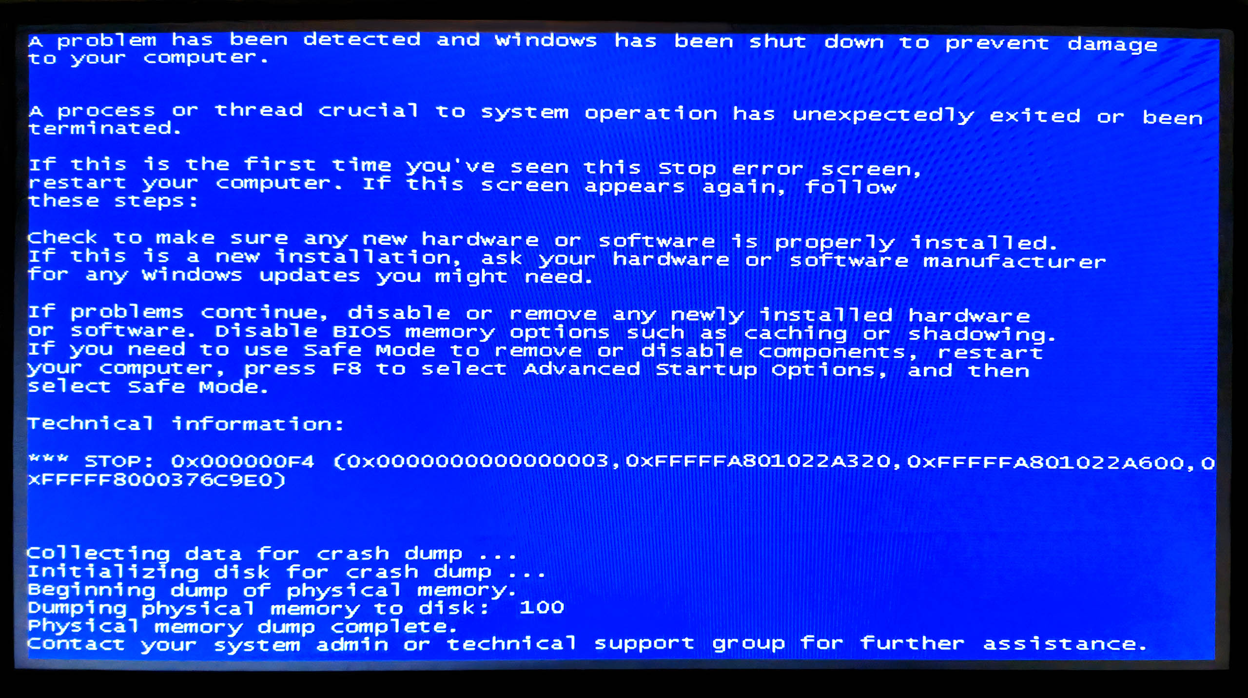 Computer error screen scene. Have Blue screen of Death on window