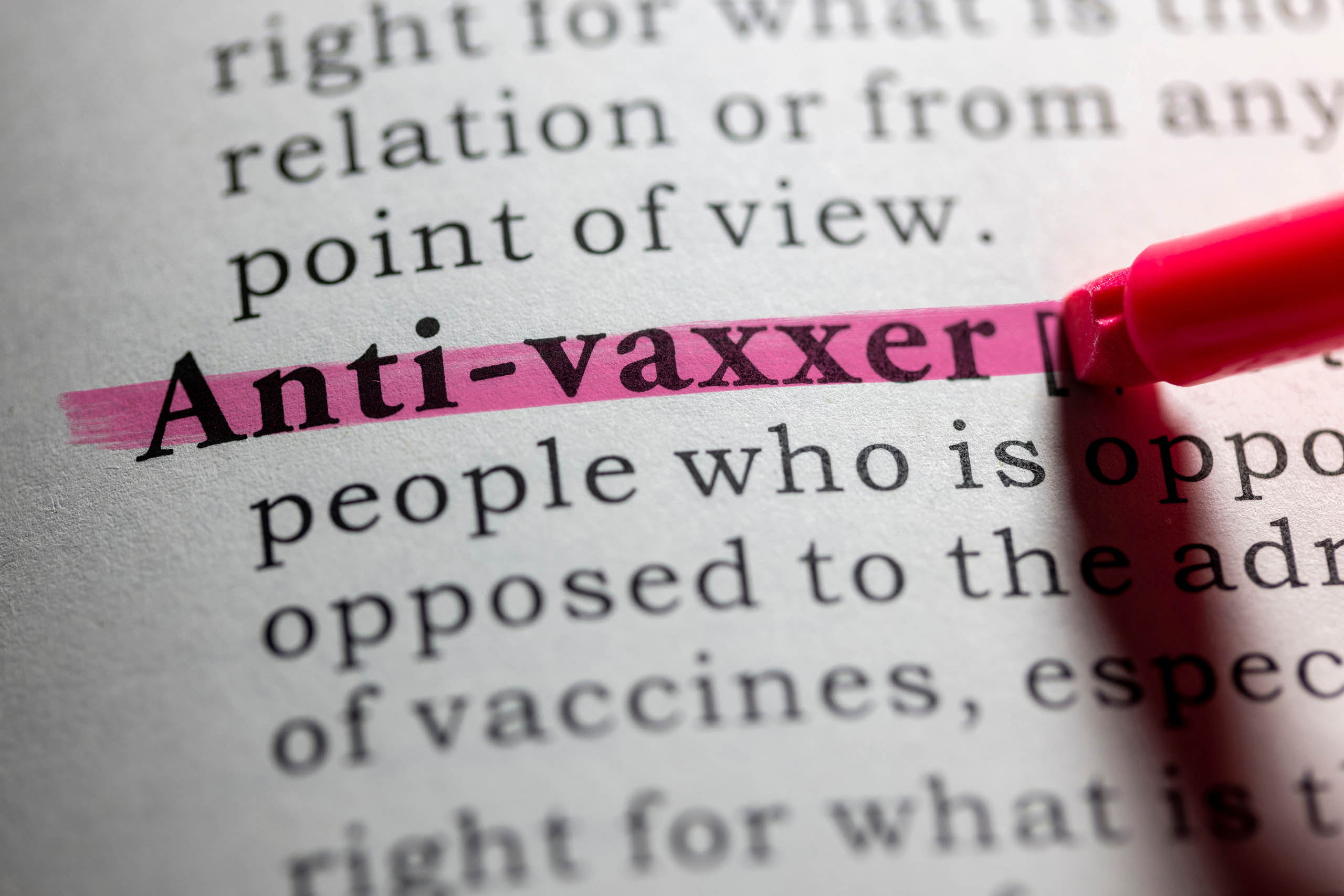 Dictionary definition of anti-vaxxers