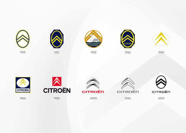 <i>De logo`s van Citro\u00ebn door de jaren heen.</i>