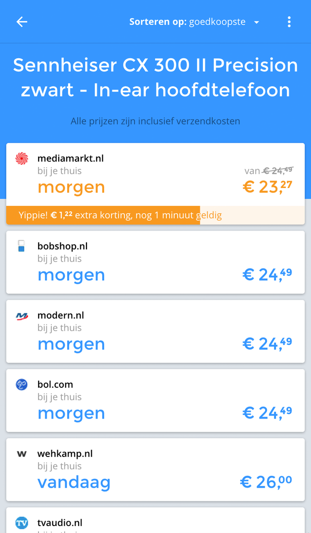 voorbeeld van de app